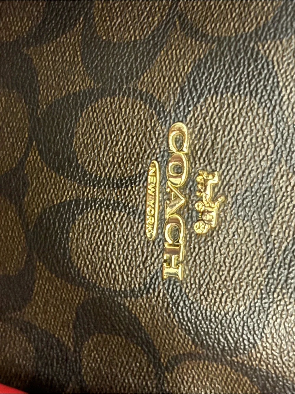 Coach Brown Signature Satchel with Red Trim and Strap (strap is not original)